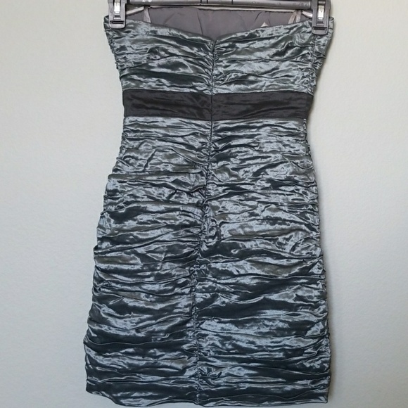BCBG maxazria Fairycore Romantic sea mist tafetta ruched strapless dress size 2 - Picture 3 of 6